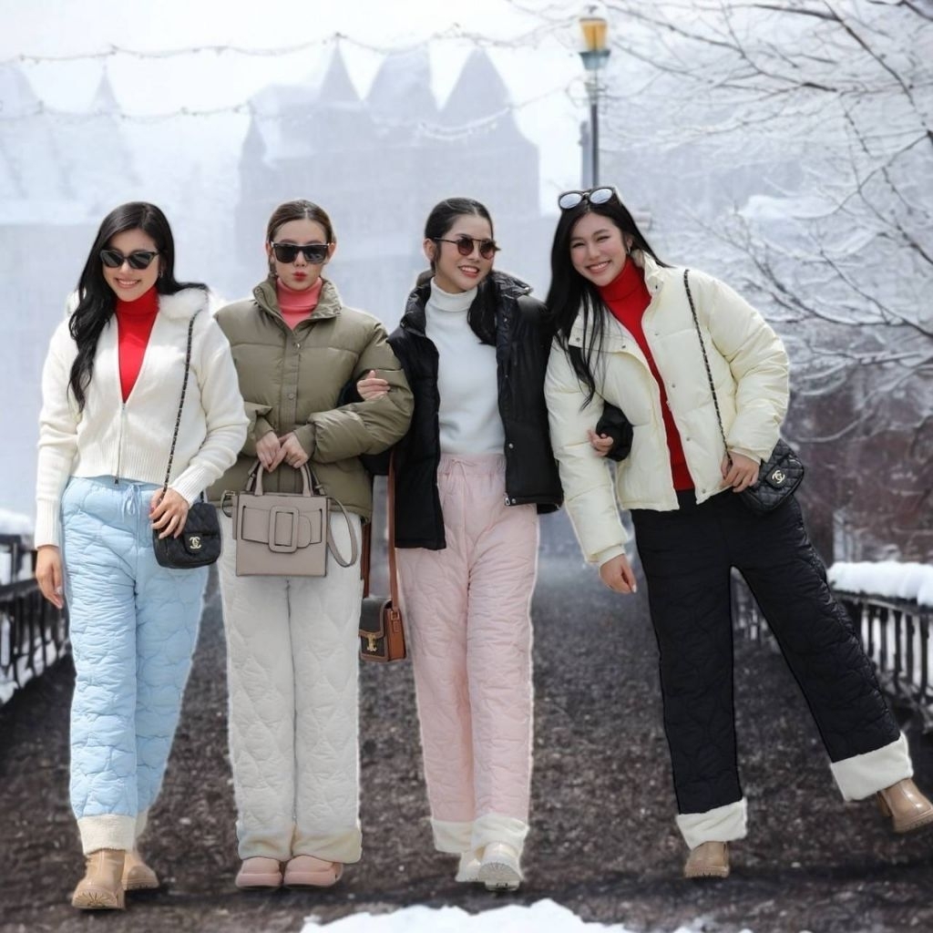 J176 กางเกงpuffyบุขนหนา เบา ใส่สบาย อุ่นได้ถึงติดลบ ️ผ้าสะท้อนน้ำ(หิมะตกใส่ไม่เปียก​ ถ้านั่งทับจะเปียก แต่ไม่ซึมถึงตัว