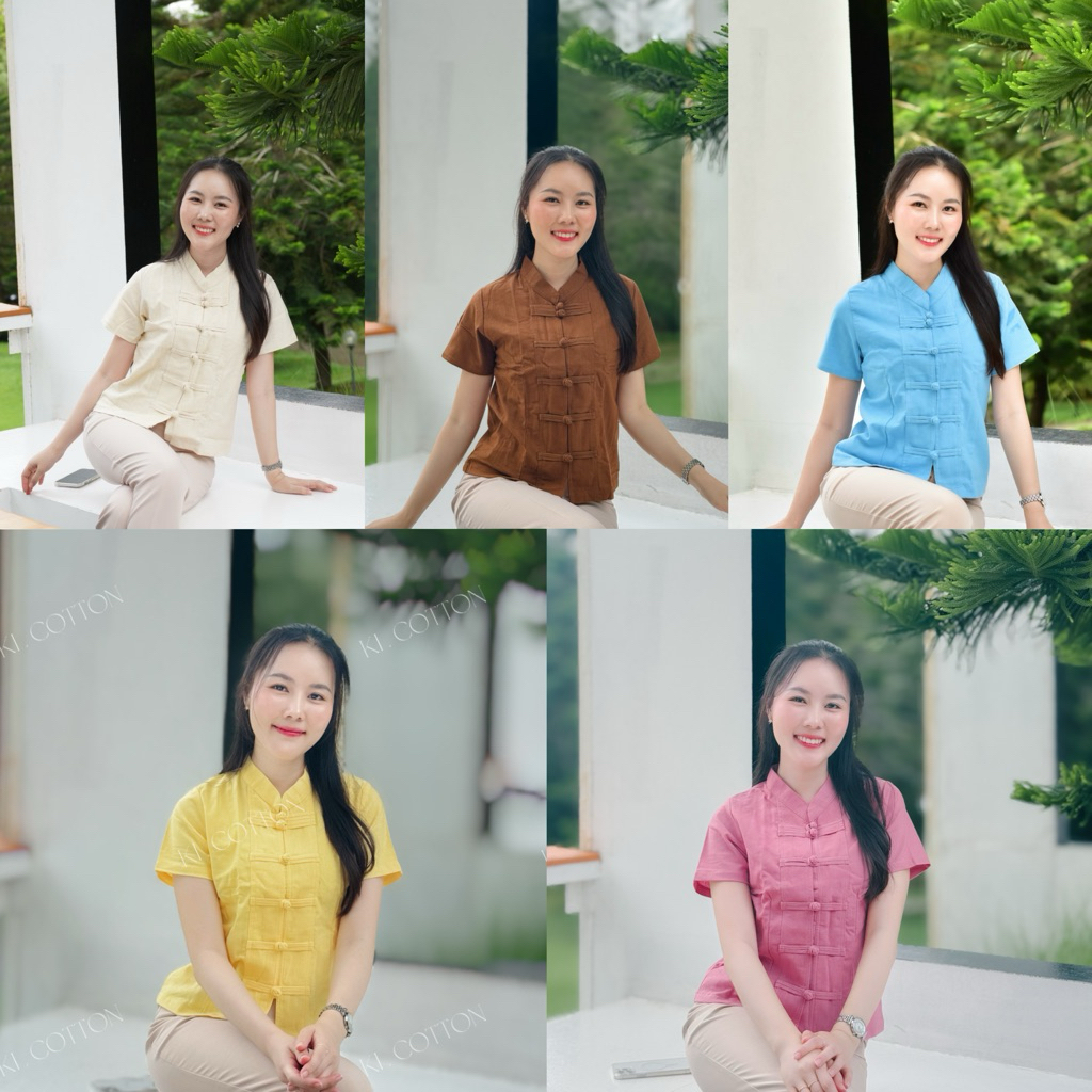 เสื้อผ้าฝ้ายพื้นเมืองคอจีนกระดุมจีน ทรงเข้ารูป