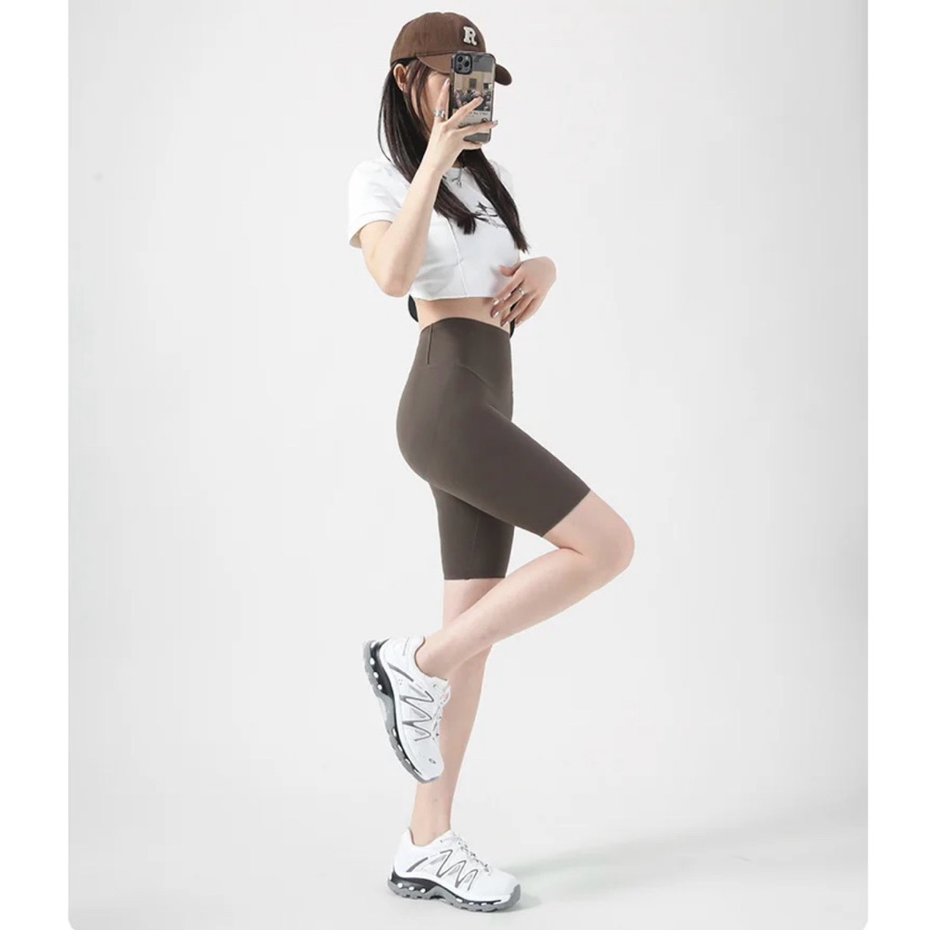 ส่งต่อกางเกงสำหรับออกกำลังกาย แบรนด์ Rtop กระชับทรงดีมาก ไม่ม้วน สีโกโก้ sizeM (45-53Kg.) (ใส่ครั้งเ