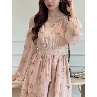 DR0551 LABELLE รุ่น Caris Dress เดรสสั้นสีครีมน่ารัก
