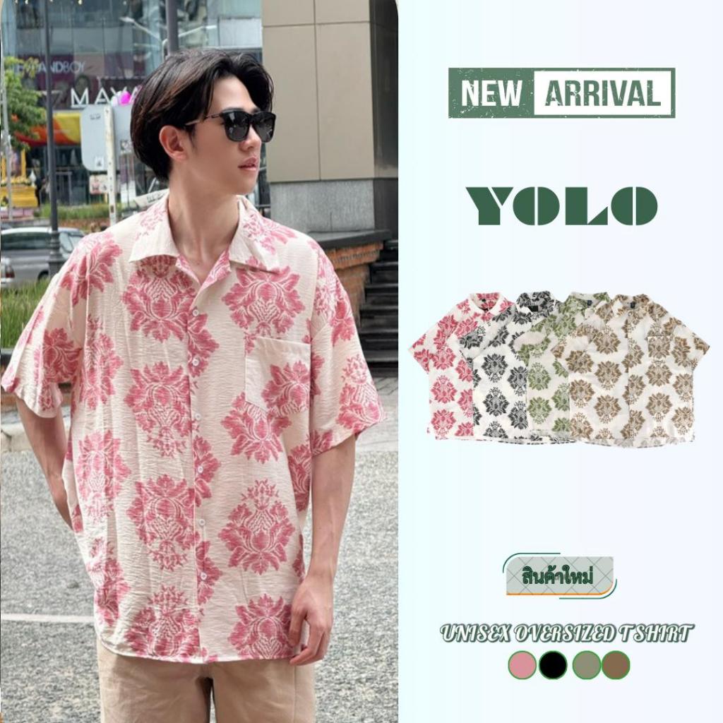 YOLOเสื้อเชิ้ตFREE SIZEเสื้อเชิ้ตแขนสั้น   เนื้อผ้าดี ใส่สบาย ผ้าพิมพ์ลายทั้งผืน Y25010