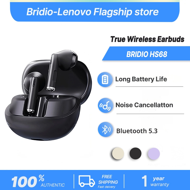 Bridio HS68 ฟังบลูทูธไร้สาย รุ่น TWS True Wireless Earbuds Bluetooth5.3 หูฟังแบบสอดหู เบสหนัก หูฟังสเตอริโอ 28 ชั่วโมงเล