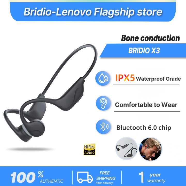 Lenovo Bridio X3 100%แท้ หูฟังบลูทูธ  IPX5 กันน้ํา หูฟังไร้สายหูฟังไร้สาย พร้อมไมโครโฟน ระบบ  Bone C