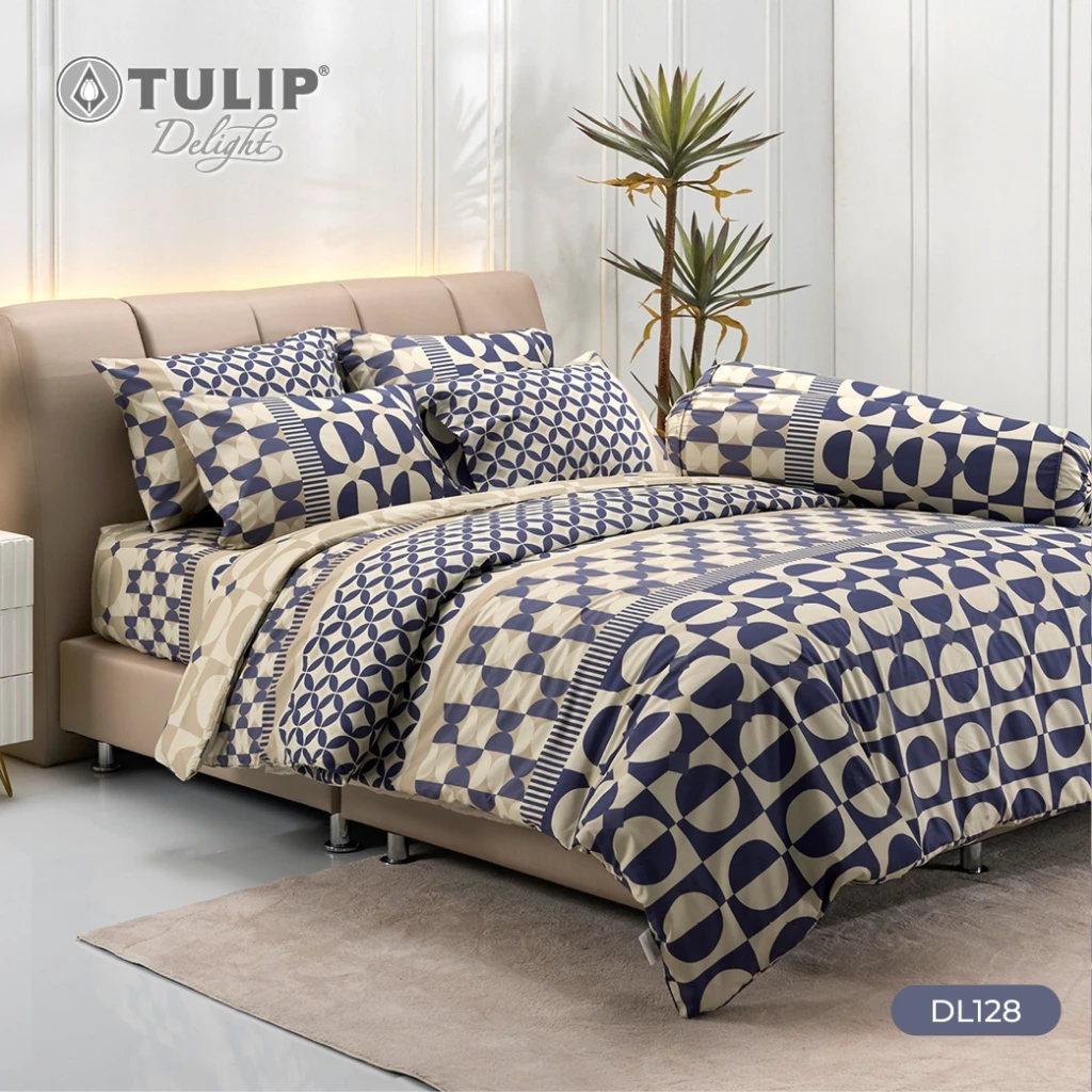 TULIP รุ่นTULIP Delight พิมพ์ลาย DL128 โทนบลูครีม ในสไตล์ที่เป็นคุณ ชุดเครื่องนอน ผ้าปูที่นอน ผ้าห่มนวม