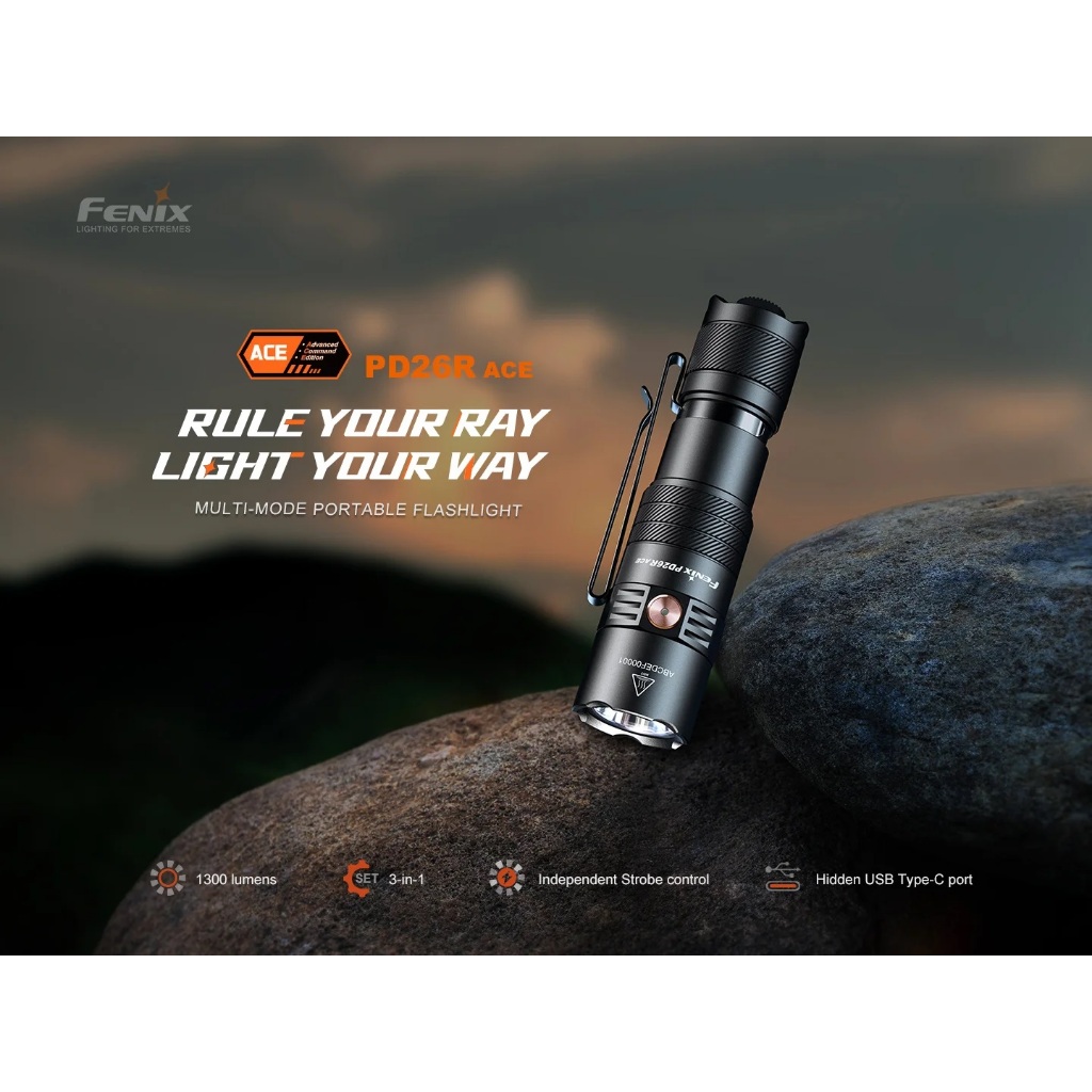 ไฟฉาย FENIX PD26R ACE สว่าง 1300 LUMENS ส่องไกล 354 เมตร