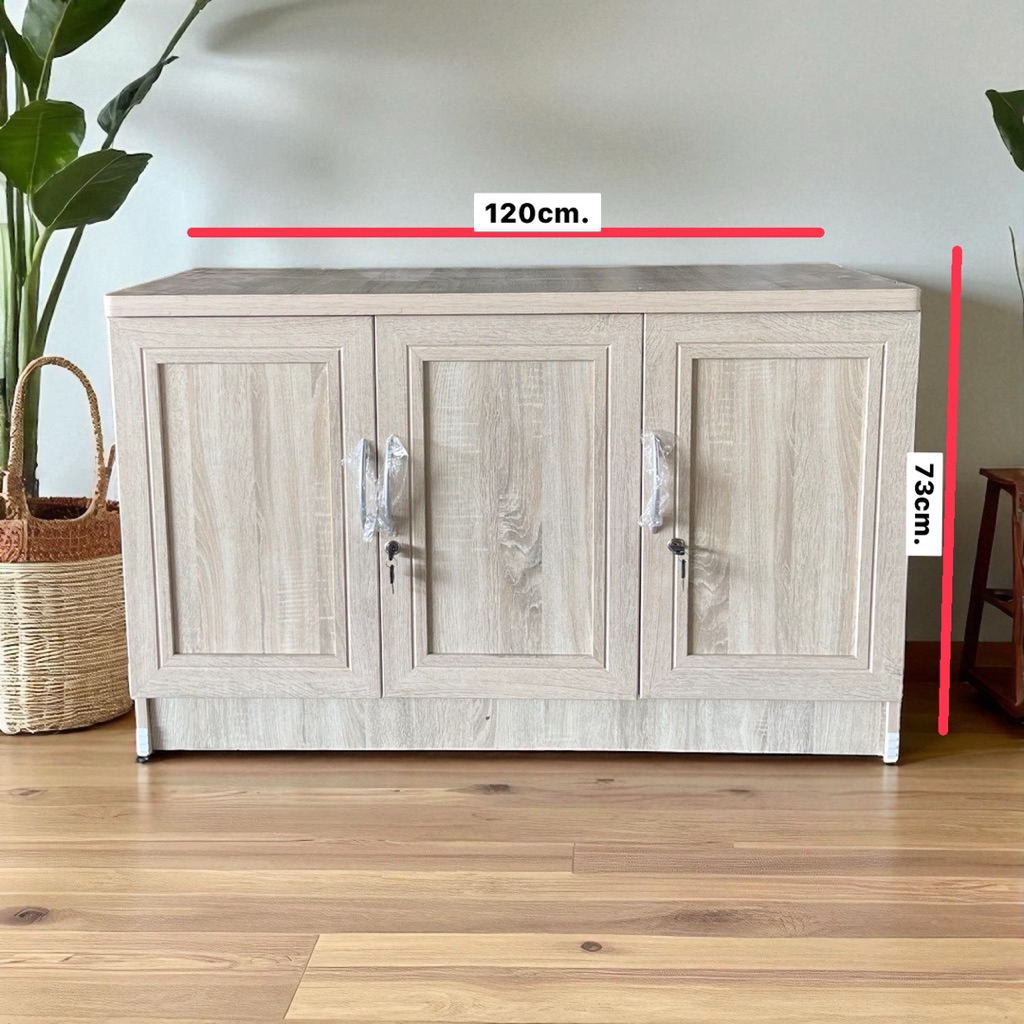 ตู้เอนกประสงค์3บาน วางทีวีวางของ ประกอบเรียบร้อยพร้อมใข้งาน