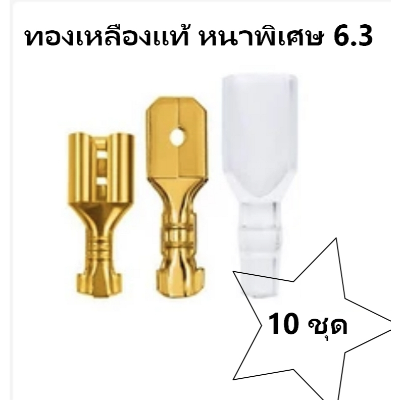 (10 ชุด) ขั้วต่อสายไฟ ตัวผู้ ตัวเมีย และ ปลอก ขั้ว 6.3 หางปลาทองเหลือง ใช้งานจนลืม พร้อมส่ง!! (รับสินค้า ตามรูป) PayDay