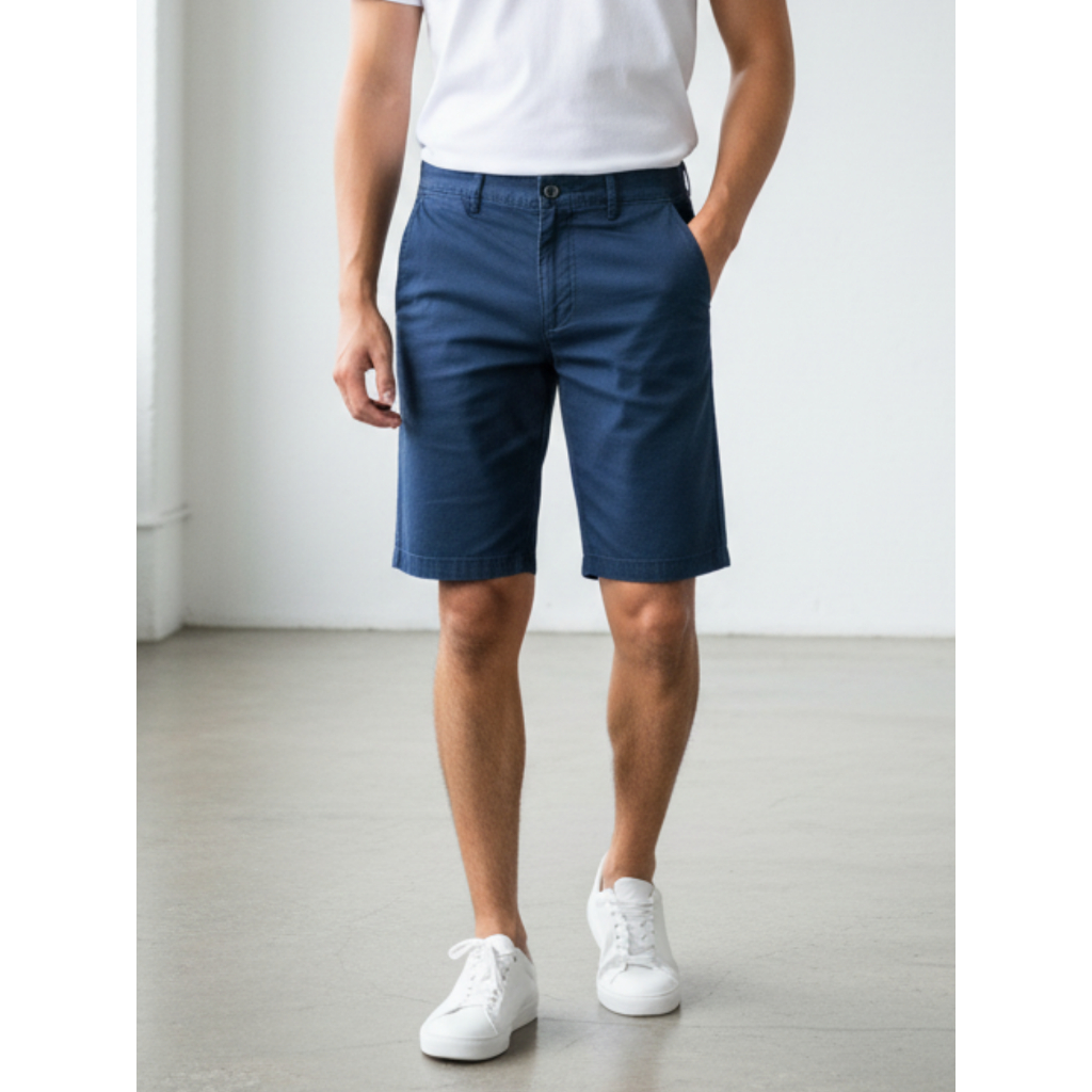 กางเกงขาสั้น ผ้าสี ชิโน สีกรมท่า MEDIA JEANS (C301/5) Navy Blue Shorts Pants Men
