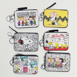 พร้อมส่ง ที่ใส่บัตร ใส่เหรียญ PU พร้อมขอเกี่ยว Snoopy ลายการ์ตูน