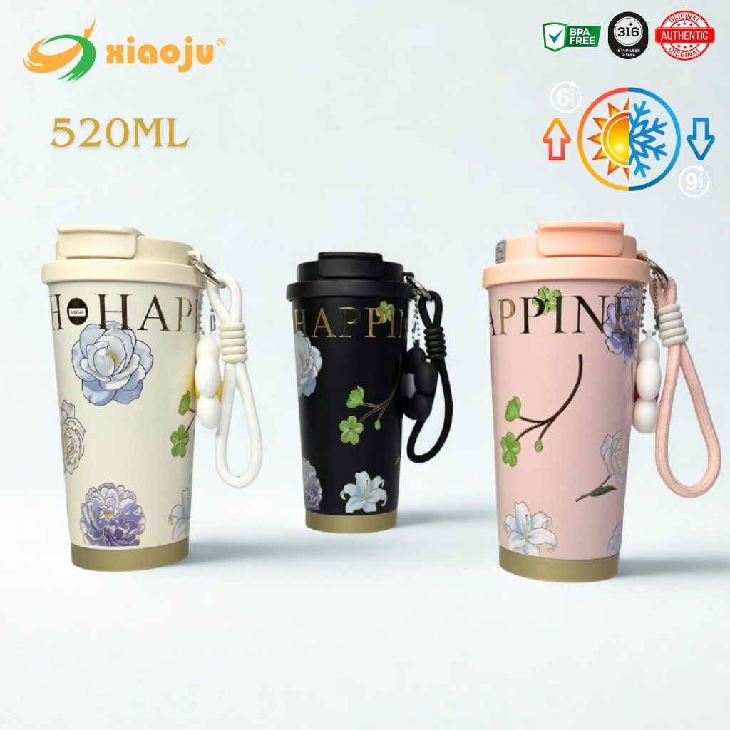 XIAOJU แก้วชาร้อนเคลือบเซรามิก มีกรองชา ขนาด 520ml วางช่องวางแก้วในรถยนต์ได้ ทนต่อการกัดกร่อน ทำความสะอาดง่าย