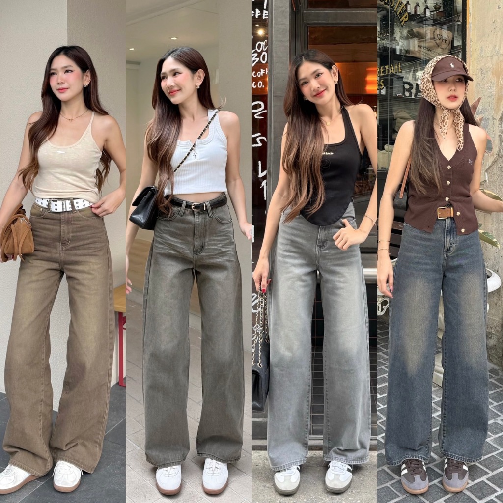 NICHARIS - กางเกงยีนส์ทรงกระบอกใหญ่ รุ่น Vogue Jeans