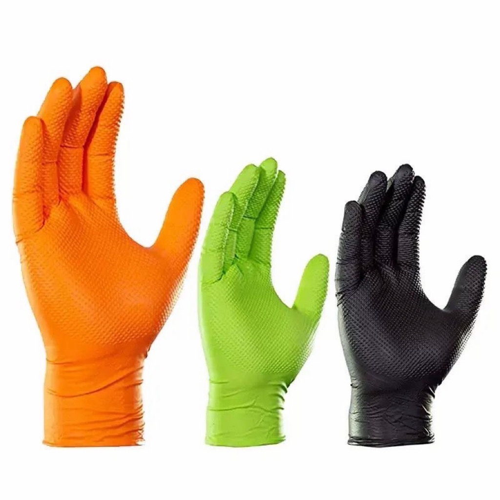 Bossgloves ถุงมือไนไตรแบบมีปุ่มกันลื่นหนา 8มิล ถุงมือสำหรับงานหนัก 50ชิ้น