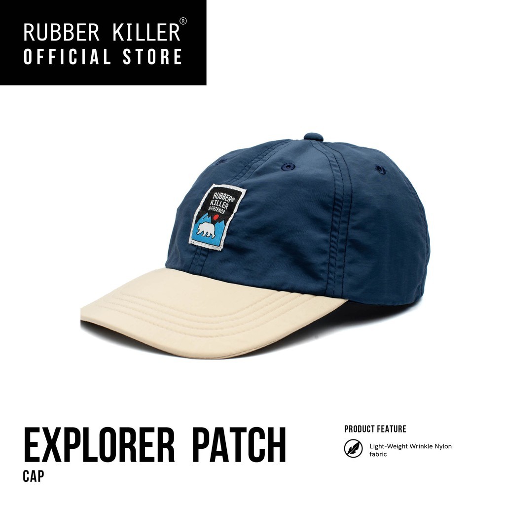Rubber Killer - EXPLORER PATCH - WRINKLED NYLON CAP - Navy/Beige - 100740087