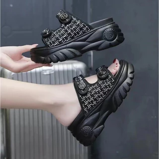 รองเท้าพร้อมส่ง รองเท้าเท้าแตะผู้หญิงแบบสวม สไตล์เกาหลี พื้นนุ่ม ดูสุภาพเรียบร้อยน่ารัก KRG547