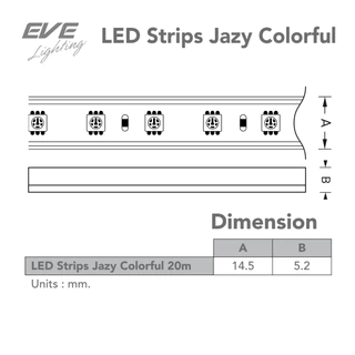 EVE ( 20 เมตร ) ไฟเส้น แอลอีดี สลับสี พร้อมรีโมท และ อุปกรณ์ รุ่น JAZY Colorful 35W ใช้งานภายนอกได้