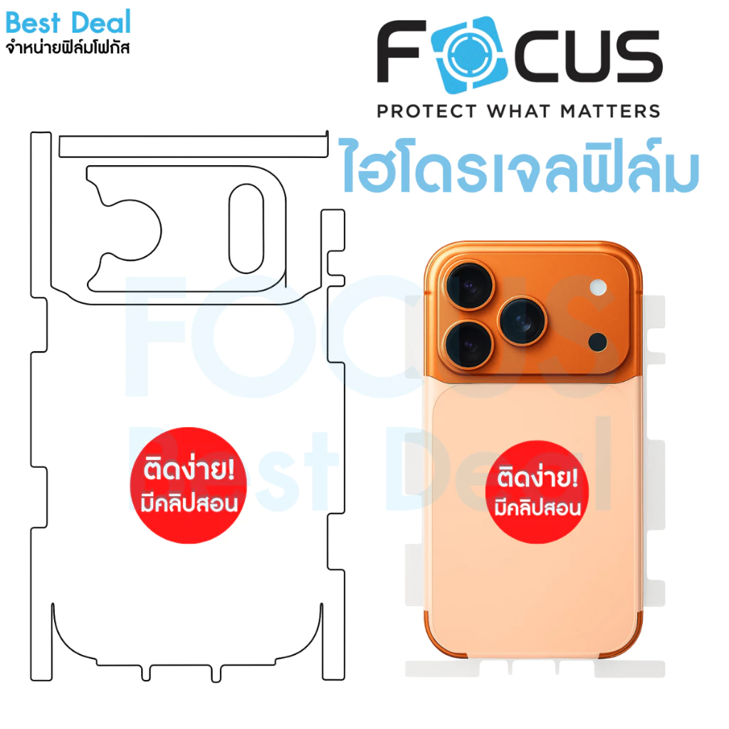 ฟิล์มไฮโดรเจล Hydroplus สำหรับ iPhone ไอโฟน Focus ฟิล์มหลังรอบตัวเครื่อง โฟกัส thumbnail 3