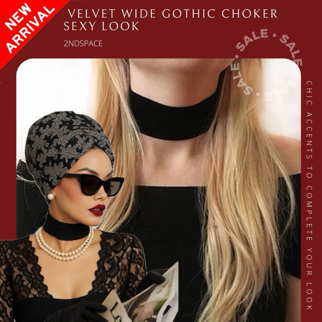 🔥SALE‼️โชคเกอร์กำมะหยี่สีดำ🖤รุ่น Wide Gothic Choker‼️กว้าง 1.5 นิ้ว📌พร้อมส่ง