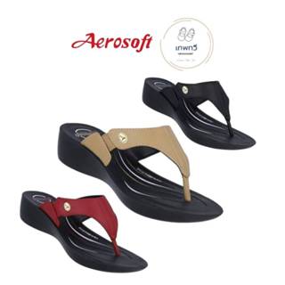 รองเท้าแตะ หูคีบ Aerosoft LC3802 Size 35-41 สีดำ แทน แดง