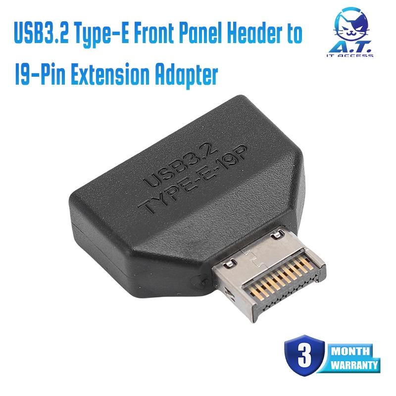 USB3.2 Type-E Front Panel Header to 19-Pin Extension Adapter, Main Header Extension Adapter, Plug and Play