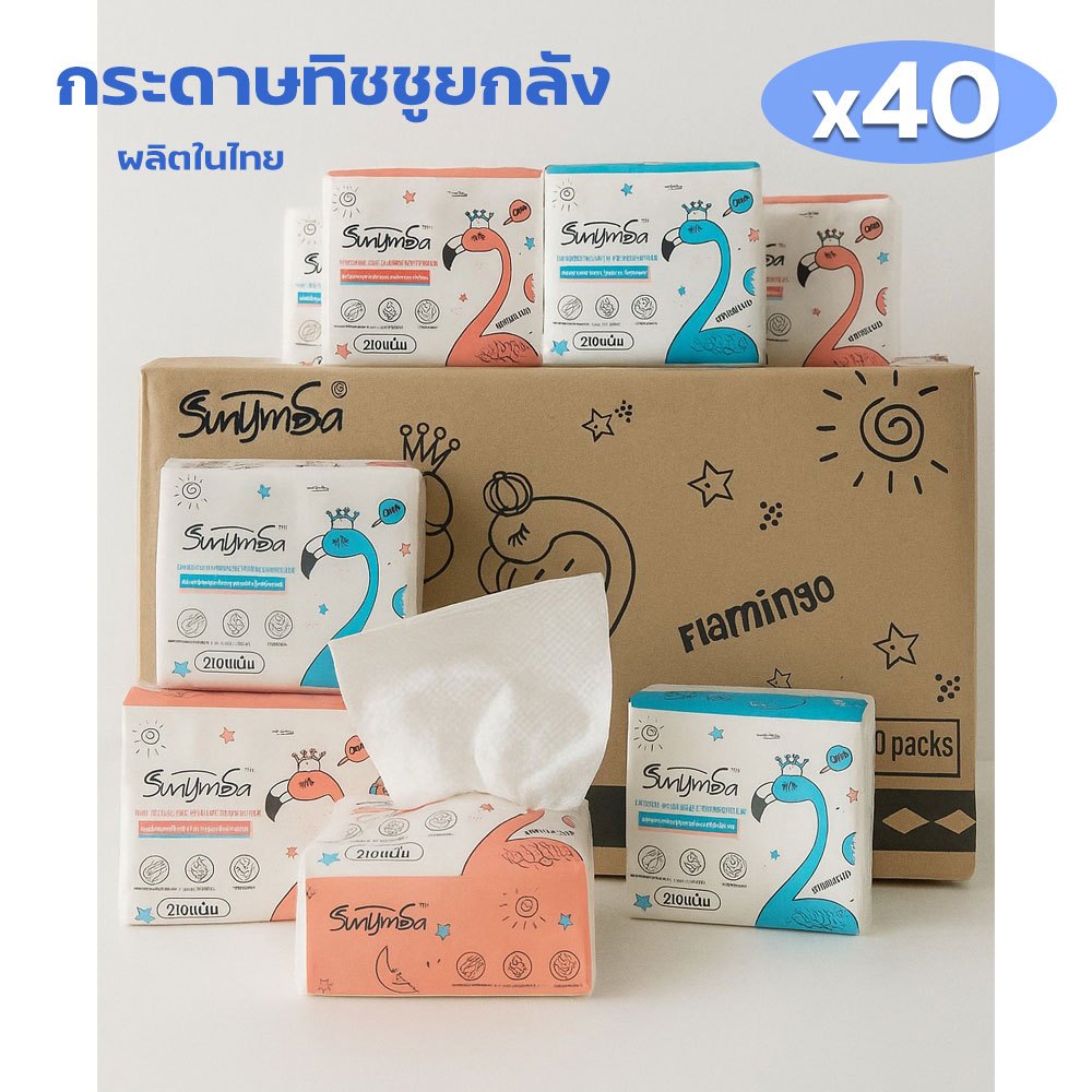 [ยกลัง 40ห่อ] ทิชชู่ยกลัง 80ดึง หนา2ชั้น กระดาษทิชชู่ ทิชชู่เช็ดทำความสะอาด ผลิตในไทย