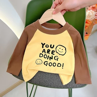 เสื้อยืดแขนยาวเด็ก เสื้อแขนยาวเด็ก ผ้านุ่ม ใส่สบาย พิมพ์ลาย มีหลายสีให้เลือก
