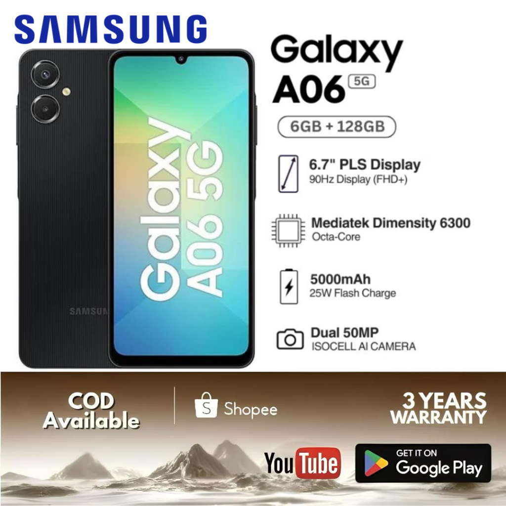 [ใหม่]Samsung Galaxy A06 5G | 6GB + 128GB | จอ6.5" HD+ | DIMENSITY 6300 | กล้อง50MP | 5000mAh