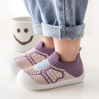 Babyonline(X163)2N6 (ส่งด่วน1วัน)รองเท้าผ้าใบสำหรับเด็กหัดเดินข้อยาว พื้นยางนิ่ม มีกันลื่น ใส่สบาย