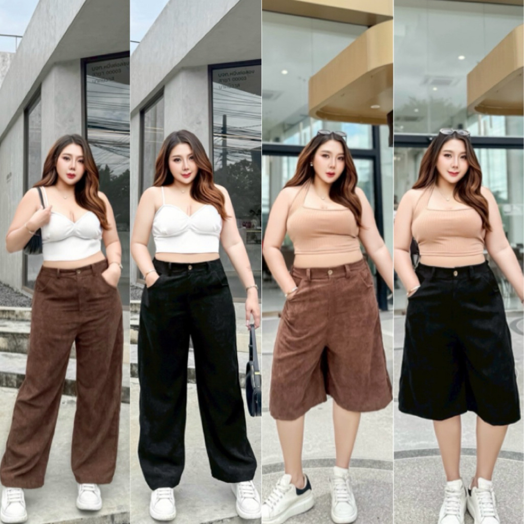 New pants  กางเกงขายาว/กางเกง 5 ส่วน ผ้าลูกฟูก ทรงสวย ซิปหน้า ด้านหลังมีสม็อคใส่สบาย YY