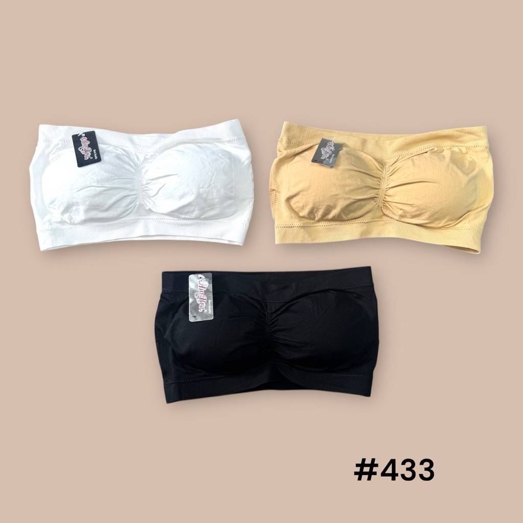 #433#เกาะอกเนื้อผ้าทอ ตะขอหลัง มี 4 ตะขอ ฟองน้ำถอดได้ ทรงสวย