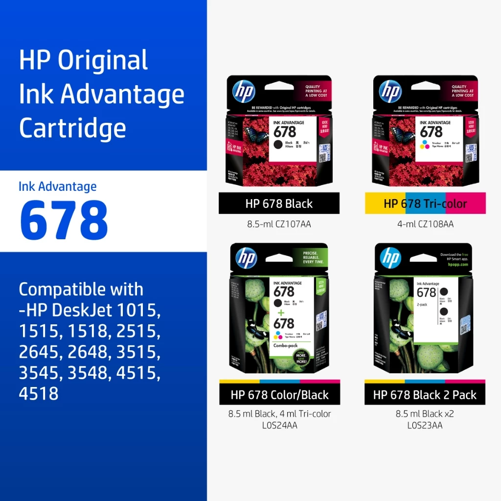 [ส่งด่วน] ตลับหมึก HP 678 Black/ Tri-color Original Ink Advantage Cartridge