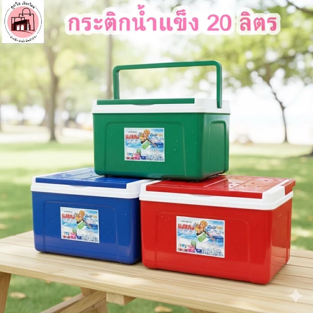 กระติกน้ำแข็ง กระติกน้ำแข็งทรงเหลี่ยม ขนาด 20 ลิตร เก็บความเย็นได้ 24 ชั่วโมง ตราหงอคง ส่งจากไทย สีสวยมาก