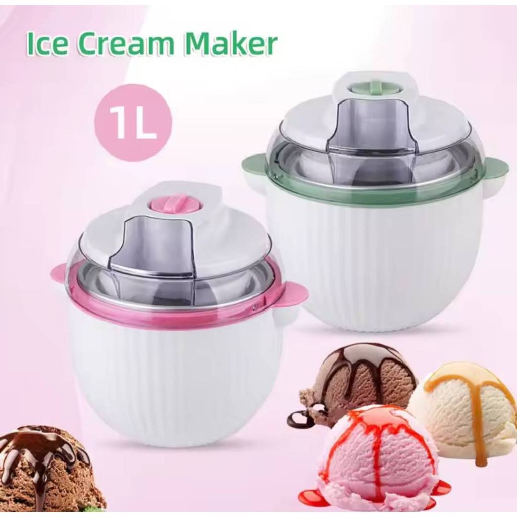 เครื่องทำไอศกรีมมินิ 1ลิตร DIY เครื่องทำไอศกรีมอัตโนมัติ สําหรับเด็ก