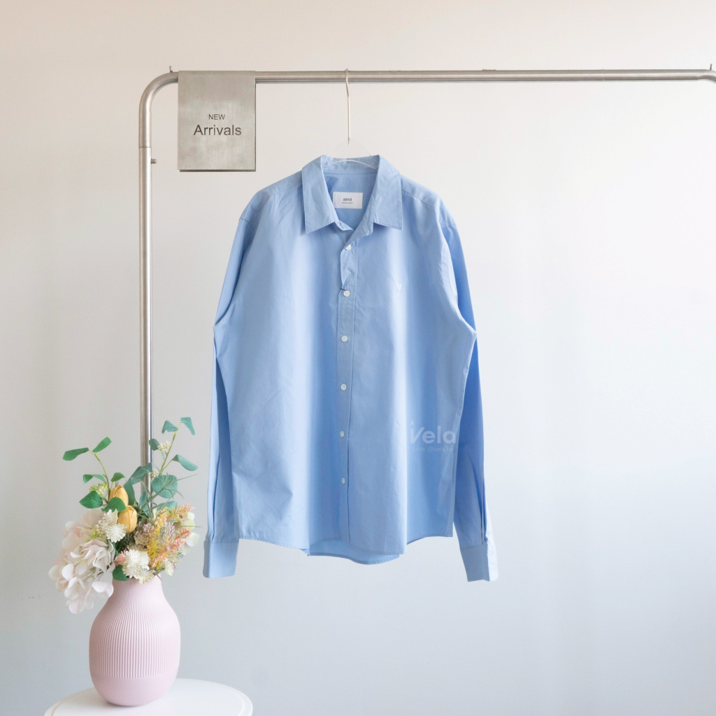 ❣️ พร้อมส่ง ❣️ Ami Paris de Cœur Shirt (Cashmere blue) แท้💯%