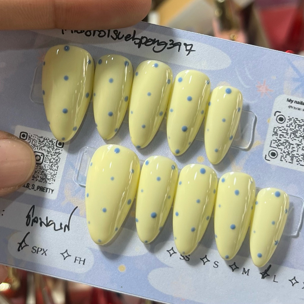 มาใหม! เล็บปลอมเจลแท้สำเร็จรูป ลายดอทน่ารัก