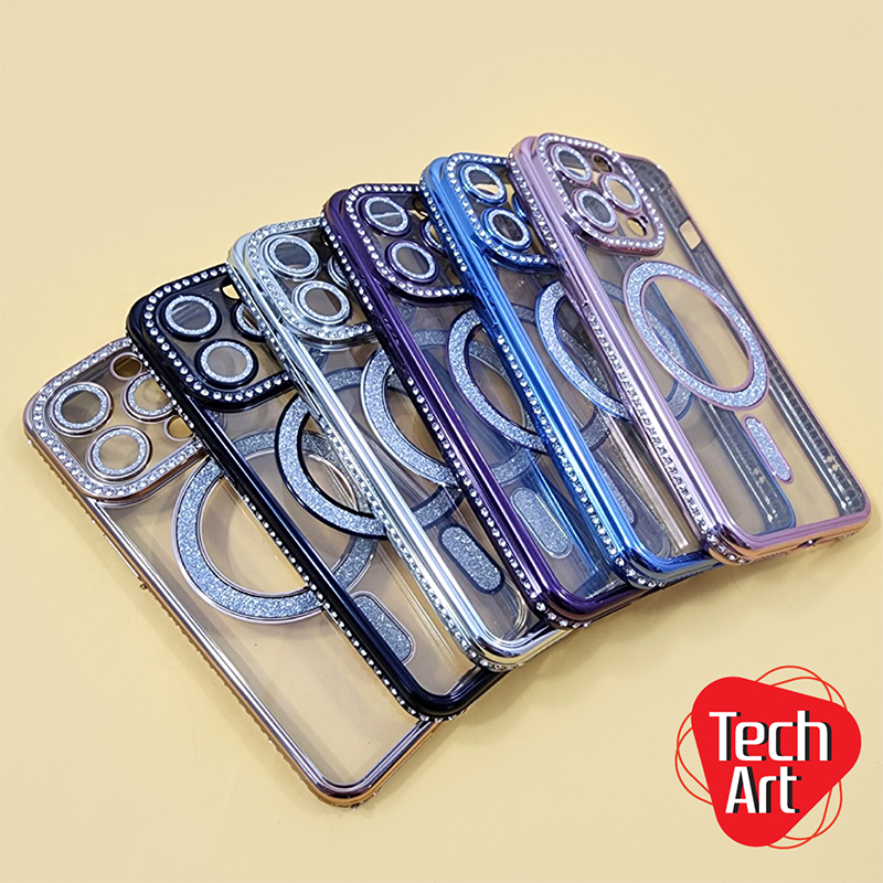 เคสขอบสีหลังใสกันเลนส์กล้องเงาหรูหรา SamSung A05 A05s A06(4G) A15 ประกายเพชร มีวงแหวนแม่เหล็กสำหรับย