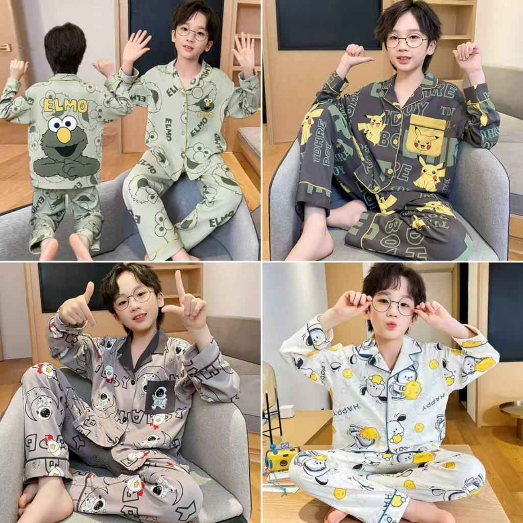 105~170cm,ชุดนอนเด็กผู้ชาย,เสื้อผ้าการ์ตูนเด็กผู้ชาย,ผ้าฝ้ายคุณภาพสูง,เสื้อแขนยาว+กางเกงขายาว