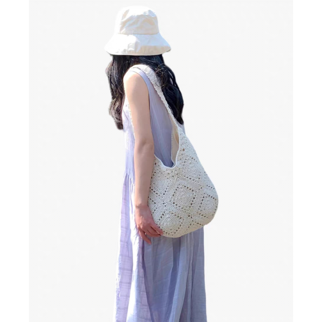 B145)กระเป๋าผ้าทอมือจากผ้าฝ้ายสไตล์เกาหลี กระเป๋าสะพาย  งานฝีมือประณีตมีซับในและตัวล็อคแม่เหล็กด้านใน - รูปที่ 6