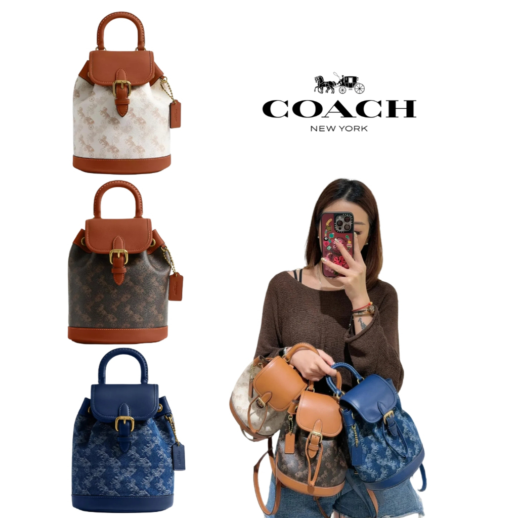 ของแท้ 100% ⭐ Coach ⭐ Harper ขนาด 17 กระเป๋าเป้สะพายหลัง  นิ้ว ดีไซน์คลาสสิก ลายดอก