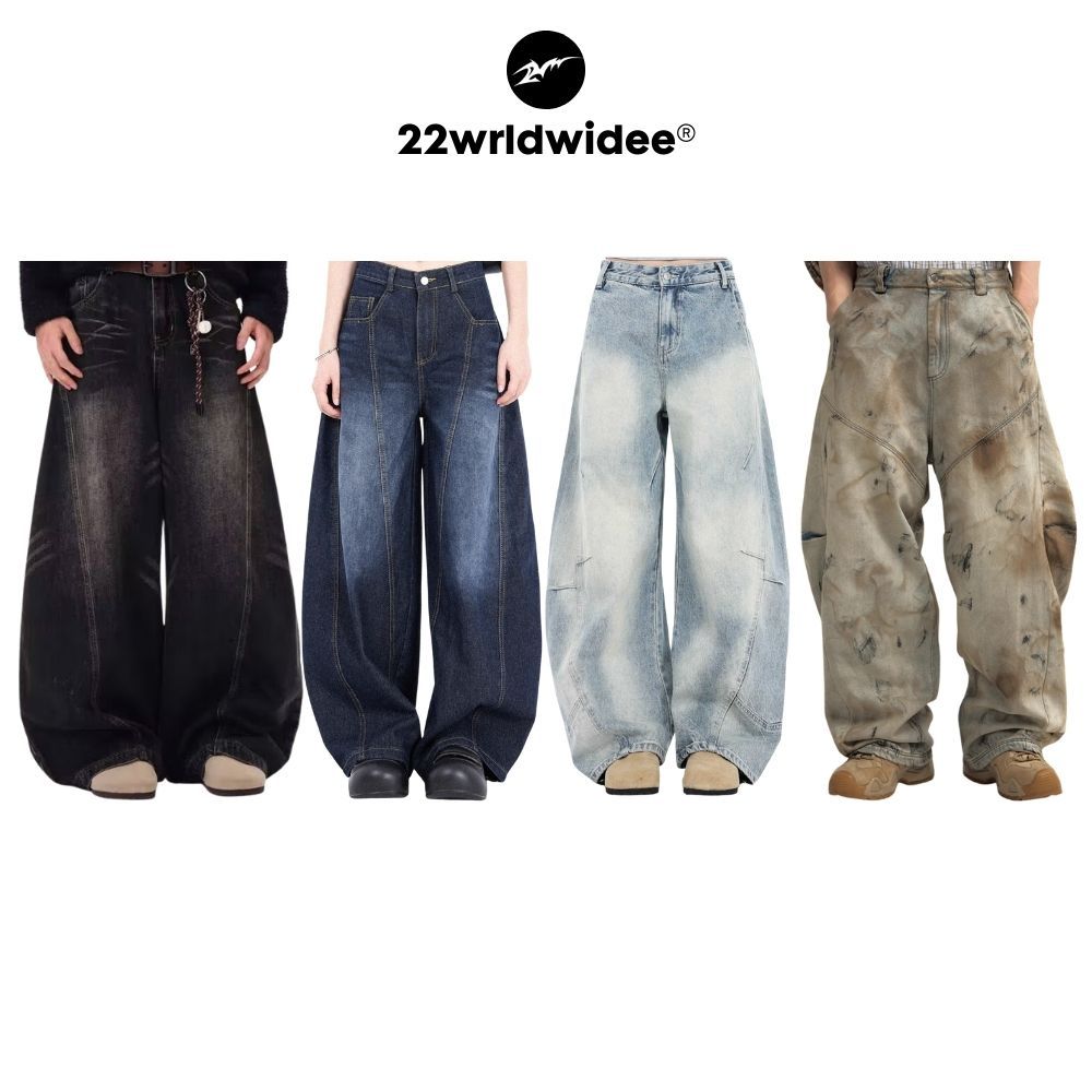 (🔥จัดส่งด่วน 1 วัน!) กางเกงยีนส์ทรงบอลลูน ที่มาที่สุดในช่วงนี้โครตเท่ห์โครตอันตรายต้องมีติดตู้KR1709-KR1711 KR1712