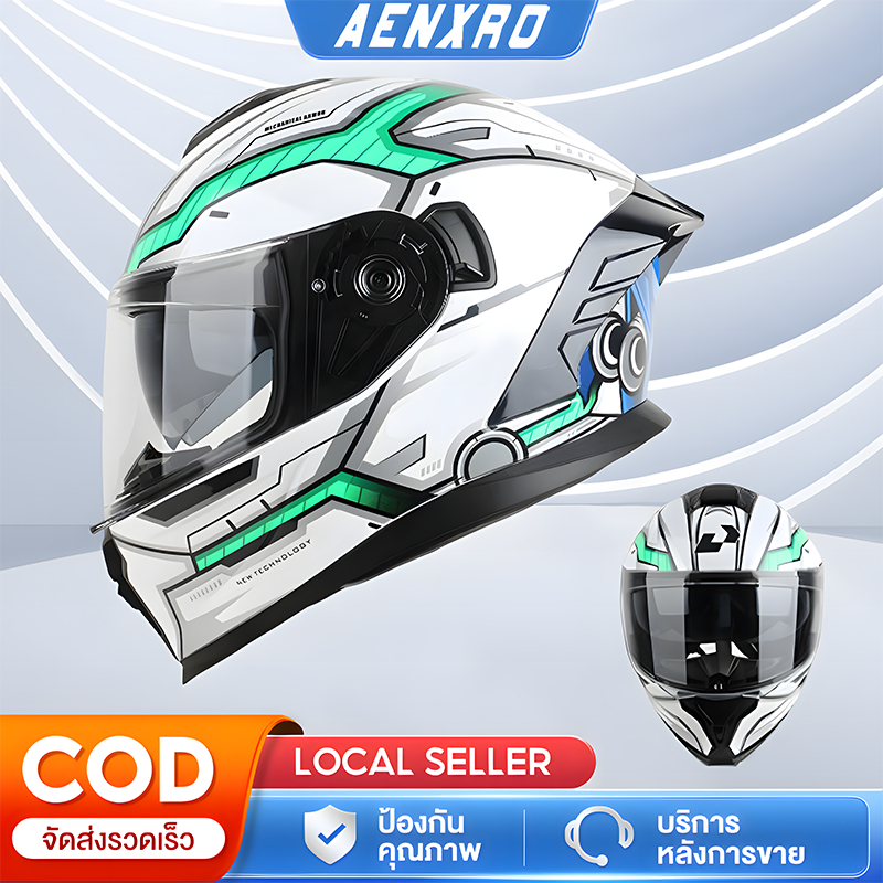 AENXRD หมวกกันน็อคเต็มใบ หมวกกันน็อค สามารถเปิดคางได้ หมวกันน๊อค HDแว่น2ชั้น สวมใส่สบาย ปลอดภัย กันก