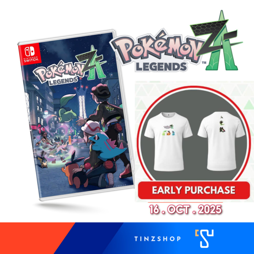 [(Pre#B1) NS PK-ZA+เสื้อ T-Shirt] (16 Oct. 25) Nintendo Switch Game Pokémon Legends Z-A / Asia Engli