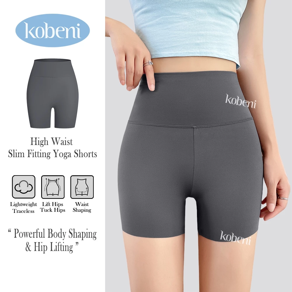 ⭐KOBENI⭐กางเกงโยคะขาสั้นเอวสูง กางเกงเลกกิ้ง ยกก้น ไร้รอยต่อ ไม่ม้วน นุ่มสบายโล่งลม ความยืดหยุ่นสูง