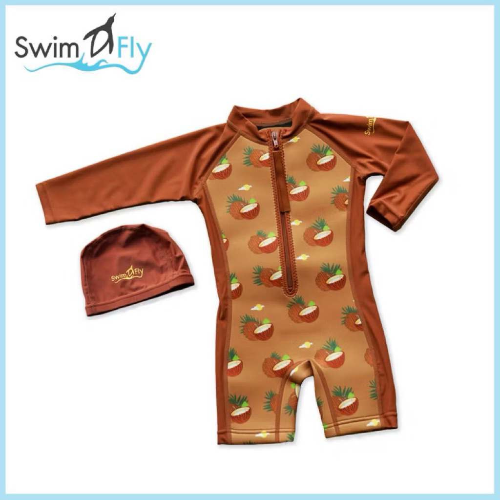 [SwimFly] ชุดว่ายน้ำเด็กรักษาอุณภูมิเวลาว่ายน้ำ+หมวก อายุ 2-4 years ส่งฟรี!