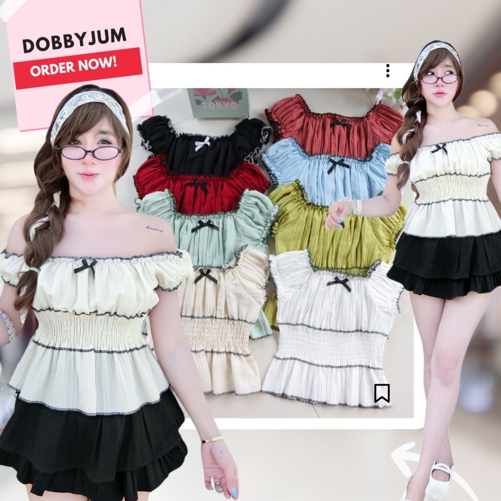 เสื้อ Doddy Smock เสื้อจั้มเอวดีไซน์เก๋ทันสมัย ตกแต่งโบว์เพิ่มความน่ารัก ฟรีไซส์ SML