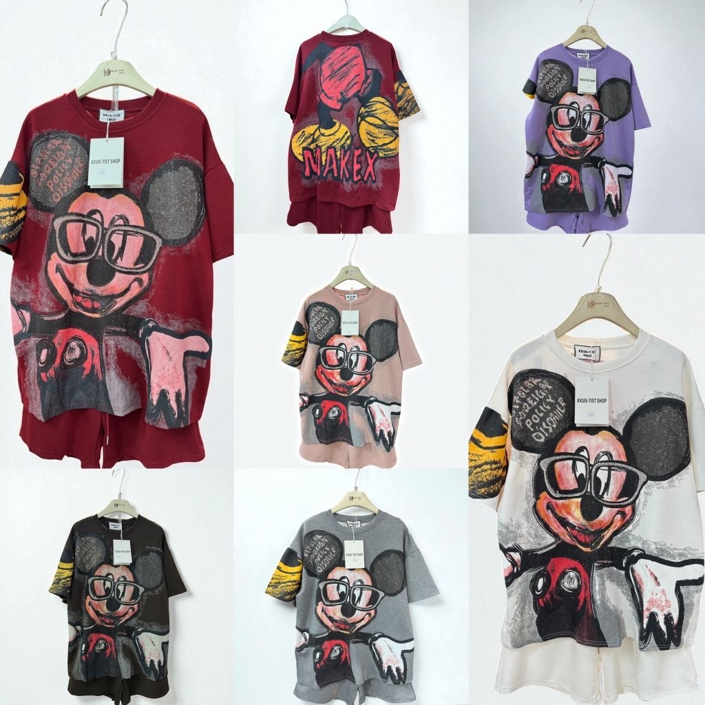 เซทแขน-ขาสั้น รีดเพชรแน่นๆๆ (มีลายและสีเยอะกว่าในรูปค่ะ) ป้ายKkuu