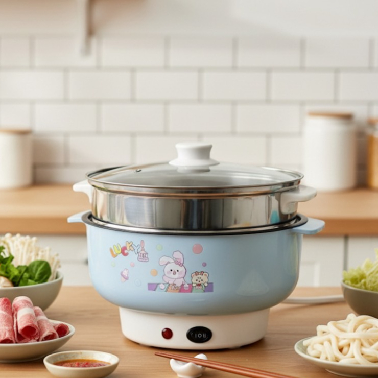 [พร้อมส่ง] [ลูกค้าใหม่ 1 บาท] 22cm หม้อไฟฟ้า หม้ออเนกประสงค์ ขนาด 22 CM