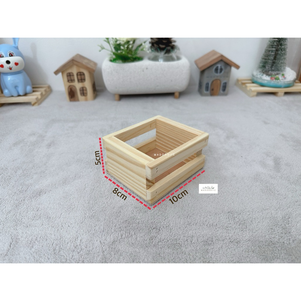 Madoodiiz กล่องไม้ กะบะไม้ ถาดไม้(จิ๋ว10cm ปกติ) 10*8*5cm พร้อมส่ง.