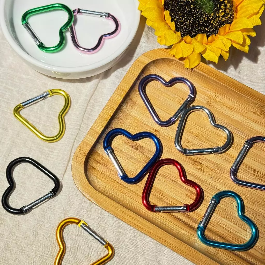 ตะขอรูปหัวใจ พวงกุญแจหัวใจ ตะขอคาราไบเนอร์ อลูมิเนี่ยม diy ราคา/ชิ้น