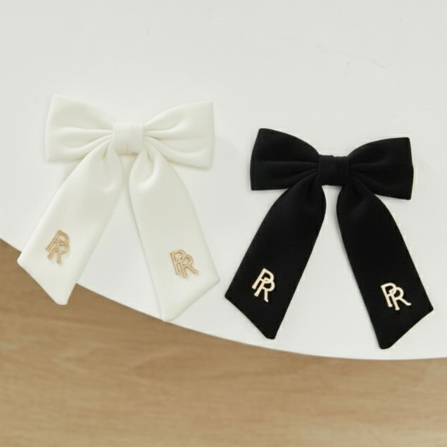 Pirunya - Hair Clip 02 กิ๊บติดผม ผ้ากำมะหยี่ ประดับโบว์ อะไหล่ทอง