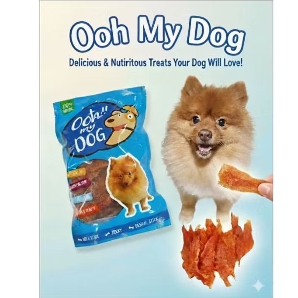 ขนมกินเล่นสุนัขOoh! My dog สันในไก่นิ่มกลางขนาด400กรัม***NEW PACKAGE***